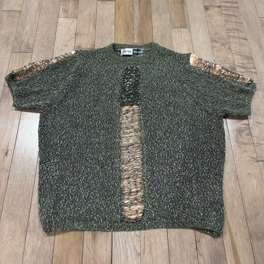 Gorgeous Jamie Sadock short sleeve tee green with nude/light pink underlay small